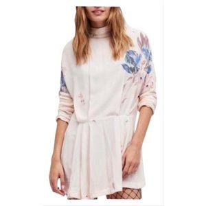 Free People Ivory Long Sleeve High Neck Floral Open Back Night Out Dress